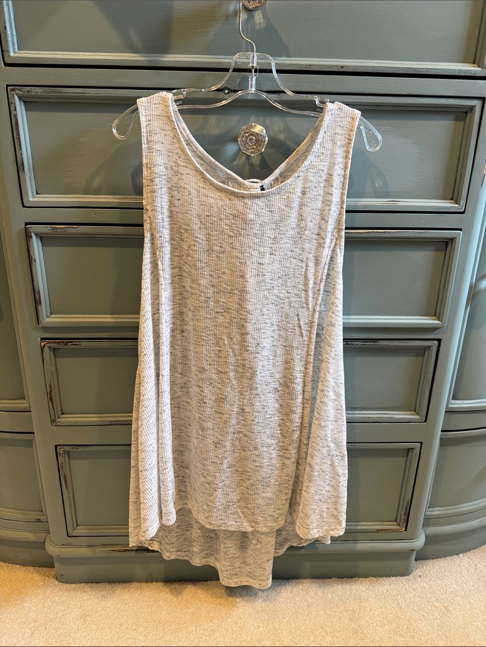 Women’s Light Heather Gray Sleeveless Swing Tank Top With Tie Detail on back